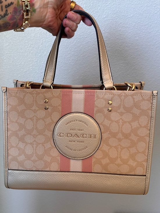 Coach Handbags - Coach Dempsey Signature Jacquard Tote with Pink Stripe